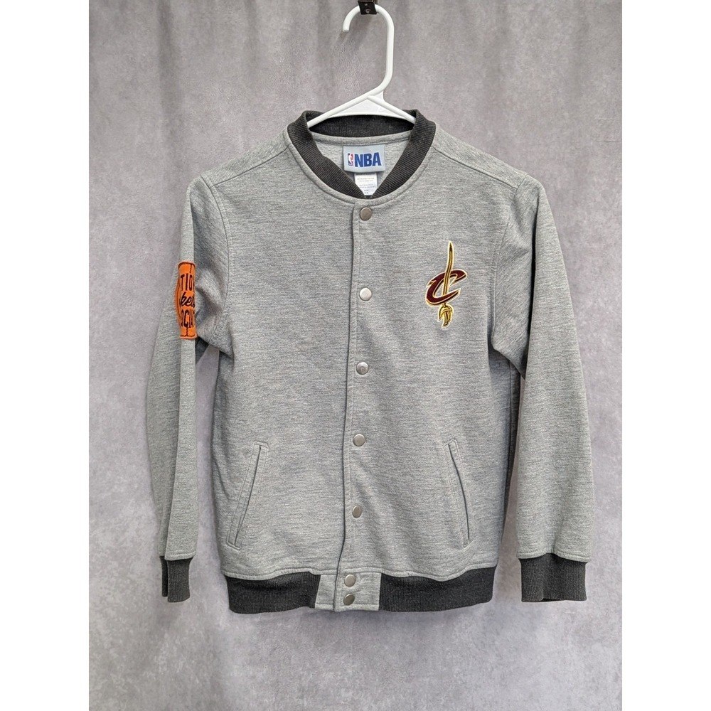 NBA‎ Cleveland Cavaliers Kids Gray Varsity Sweatshirt Jacket Youth Medium 8 C6